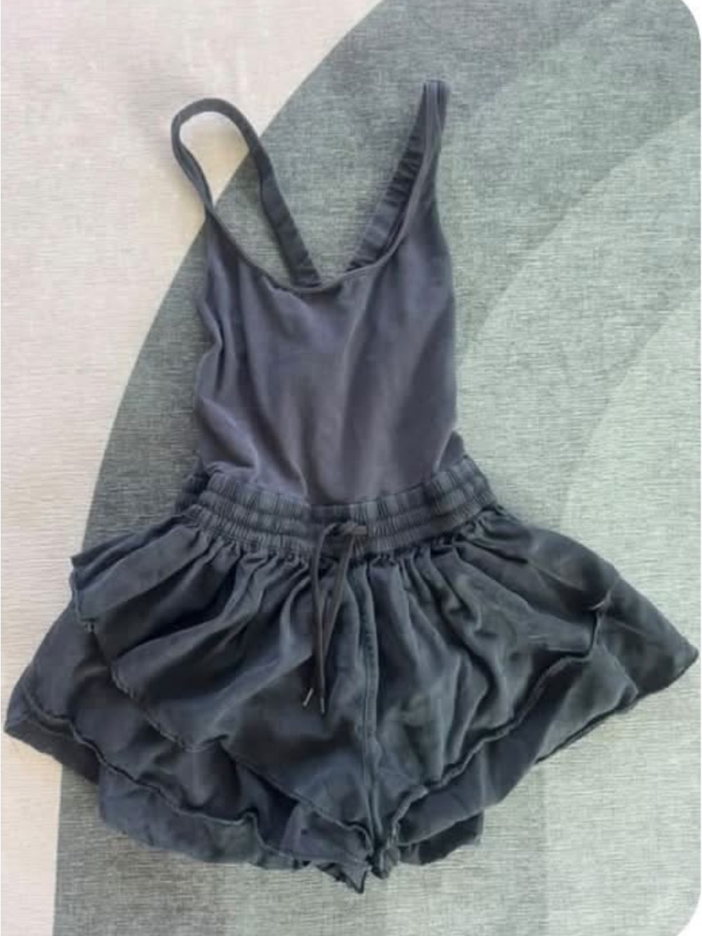 FP Movement by Free People Black Ruffled Dance Romper